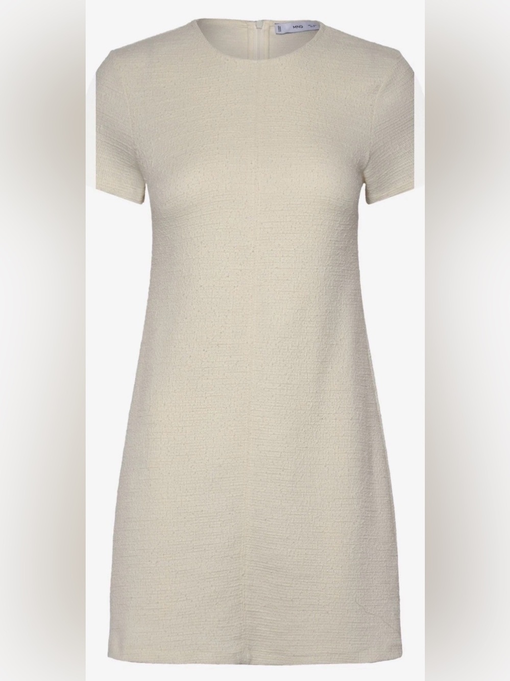 MNG Mango Cream Short Sleeve Tweed Dress Women’s Size 4 NWT